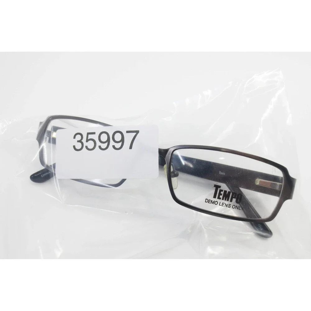 Tempo Mens Trend ECCA 1546 Rectangular Eyeglasses Frames Brown Black 54-18-140